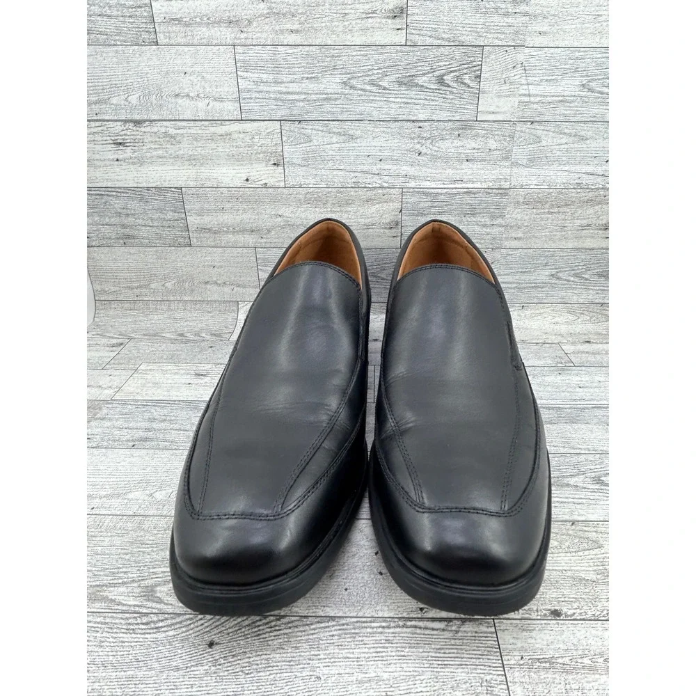 Clarks Whiddon Step Men Black Leather Loafers Dress Shoes Size 11W 261103128100